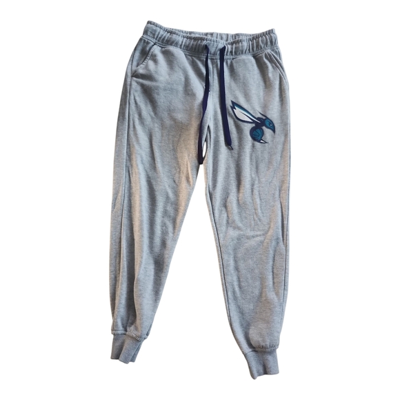 NBA Hornets Gray Sweatpants with Blue Lettering Small Joggers - Picture 2 of 4